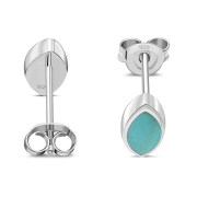 Turquoise Lens Shaped Sterling Silver Stud Earrings